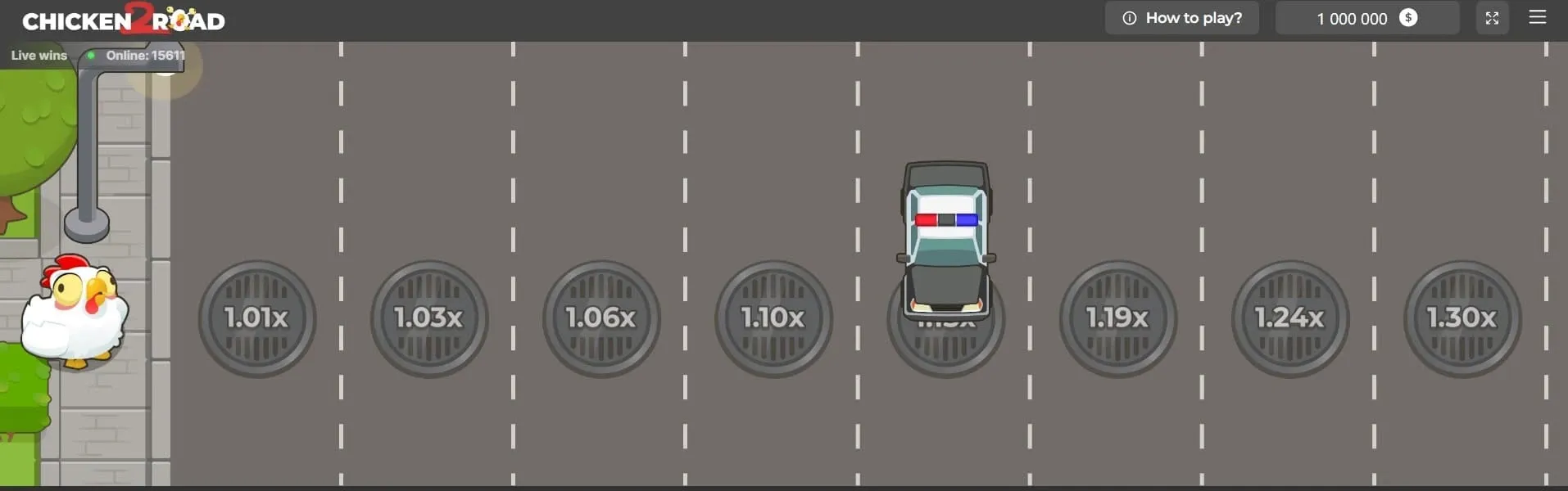 La scala Easy di Chicken Road 2: 1,01x, 1,03x, 1,06x, 1,10x e i gradini successivi