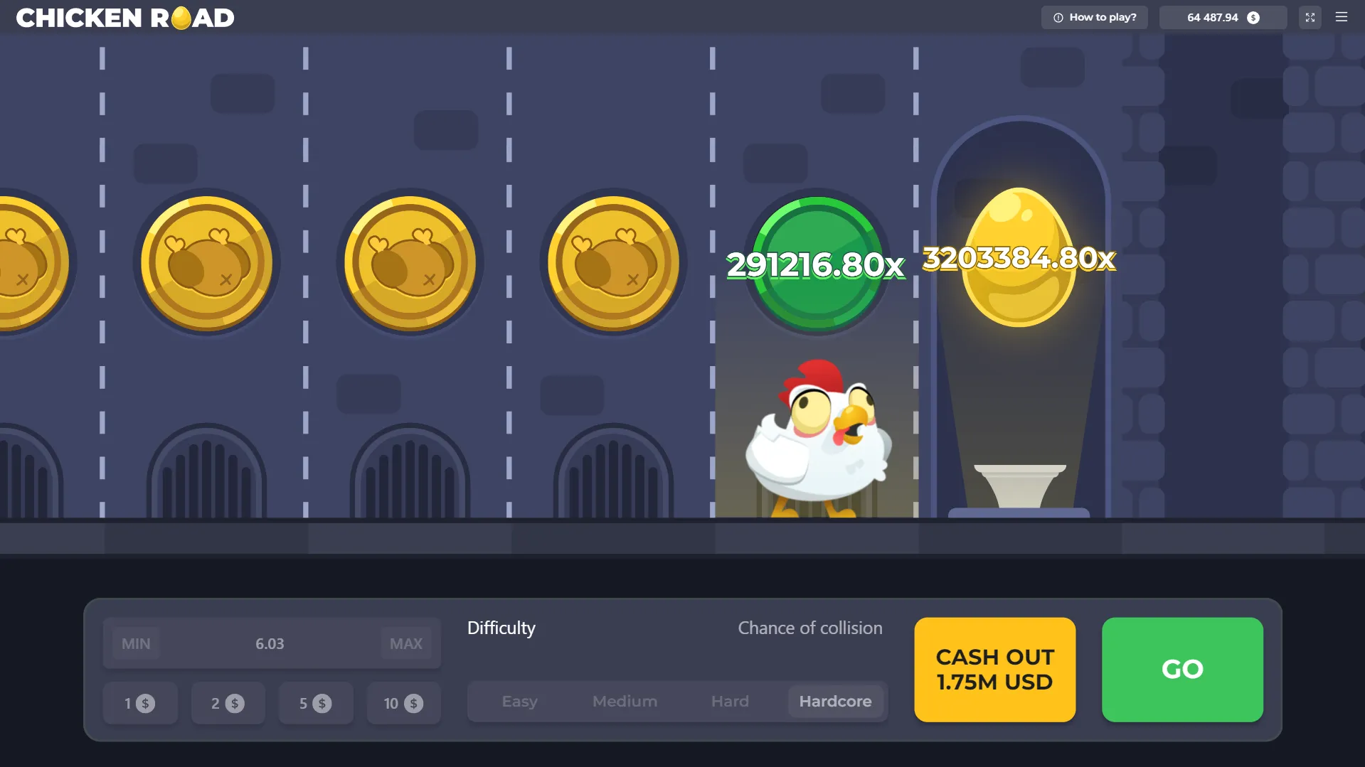La strada di Chicken Road in Hardcore nel client originale