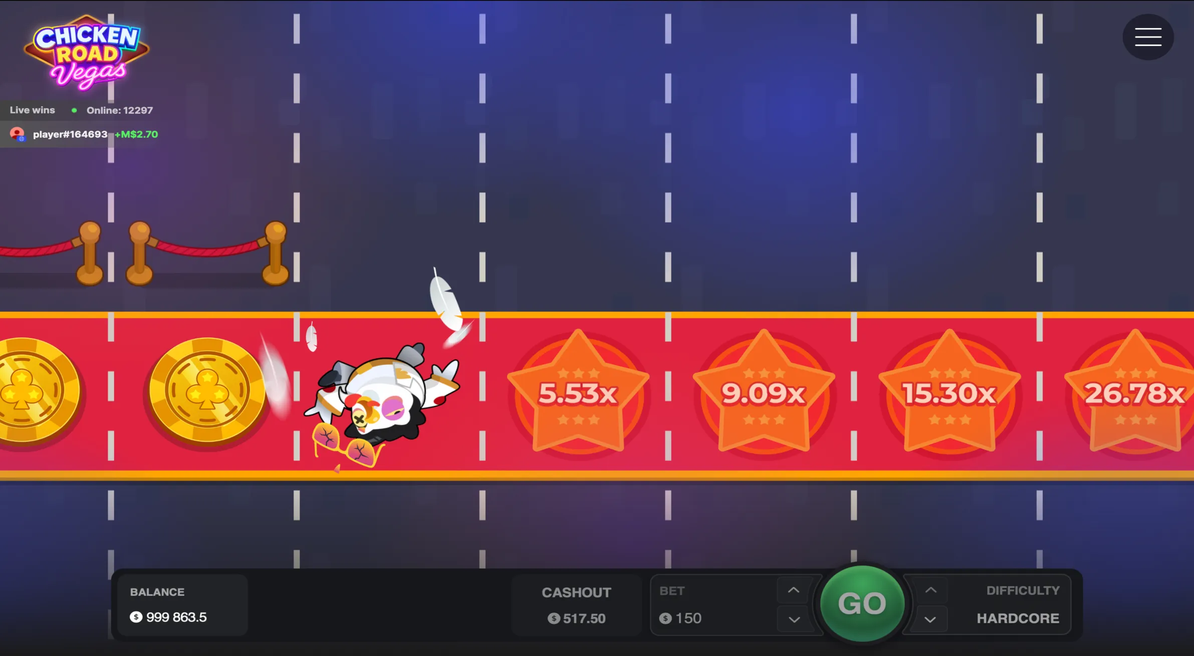 Una partita persa su Chicken Road Vegas